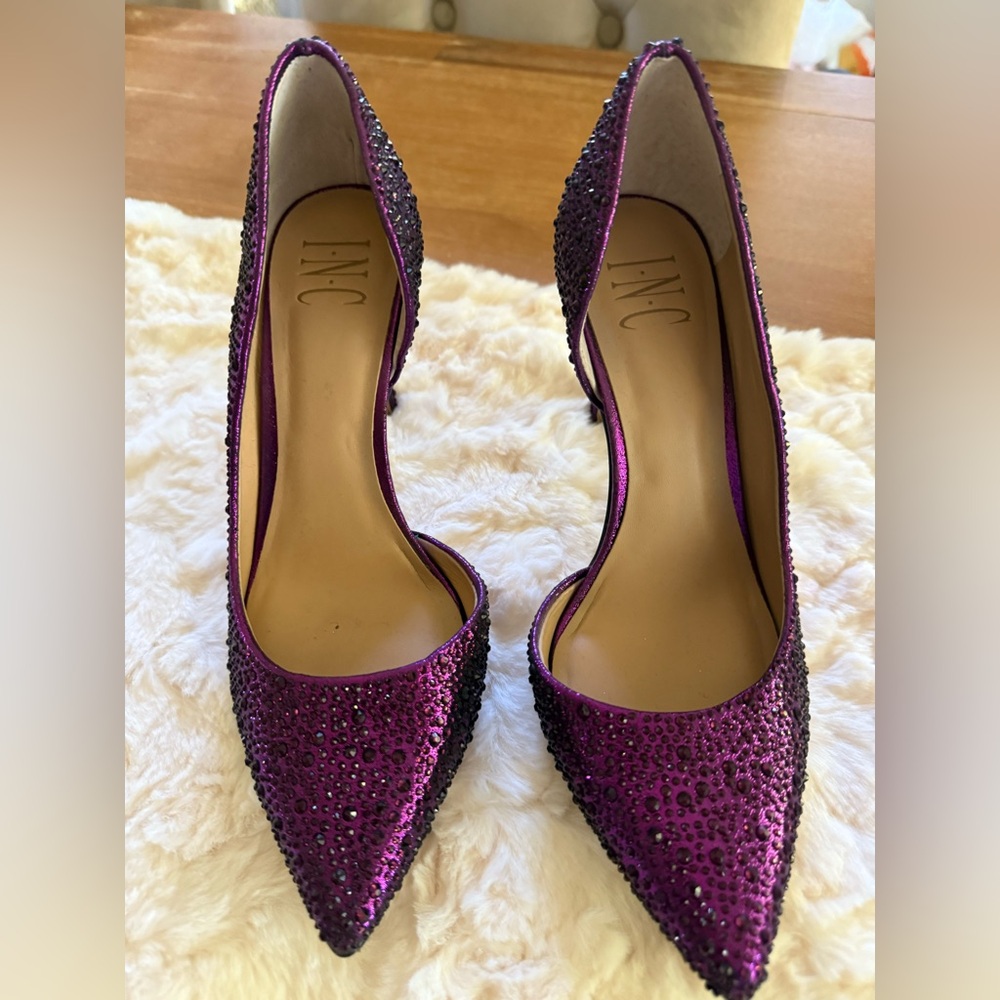 INC International Concepts Women's Sparkling Purple and Black Heels